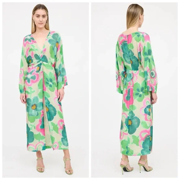 Smythe Twist Dress in Watercolor Green - Picture 14 of 15